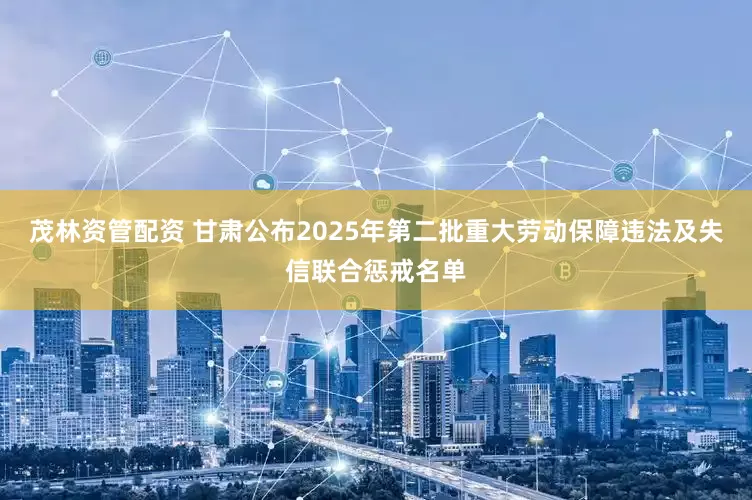 茂林资管配资 甘肃公布2025年第二批重大劳动保障违法及失信联合惩戒名单